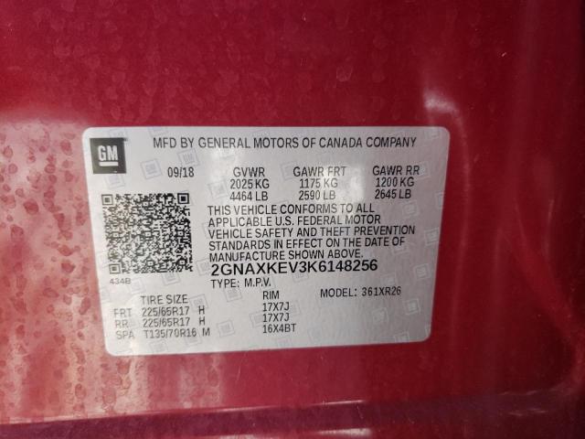 Photo 10 from auction – 2019 CHEVROLET EQUINOX LT with VIN 2GNAXKEV3K6148256