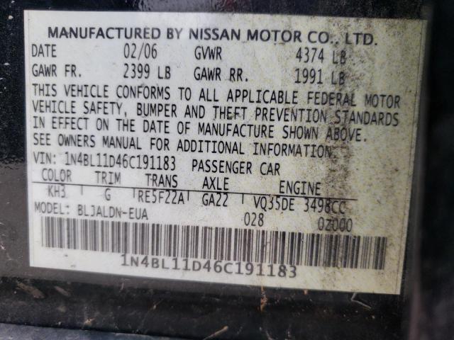 Photo 10 from auction – 2006 NISSAN ALTIMA SE with VIN 1N4BL11D46C191183