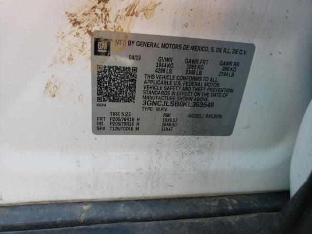 Photo 1 from auction – 2019 CHEVROLET TRAX 1LT with VIN 3GNCJLSB0KL363549