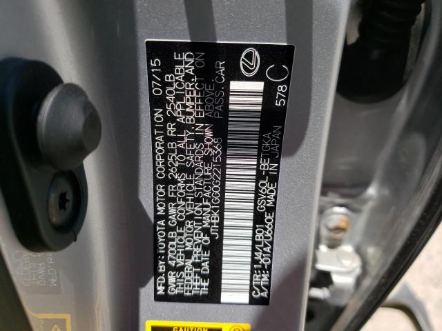 Photo 10 from auction – 2016 LEXUS ES 350 with VIN JTHBK1GG0G2215368