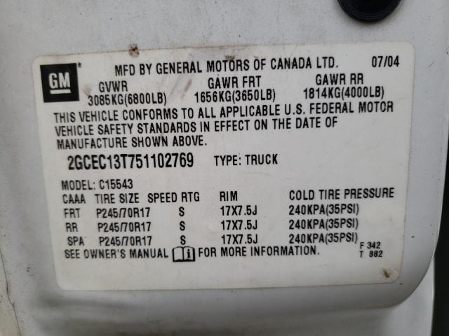 Photo 10 from auction – 2005 CHEVROLET SILVERADO with VIN 2GCEC13T751102769