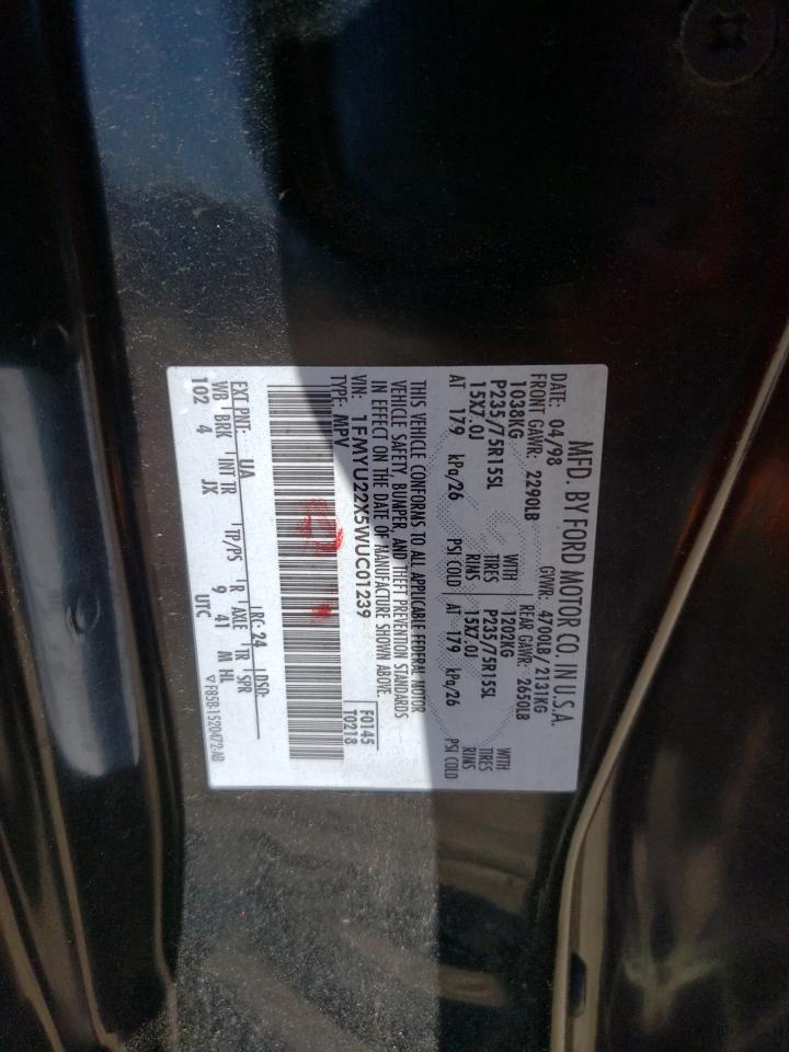 Photo 10 from auction – 1998 FORD EXPLORER with VIN 1FMYU22X5WUC01239