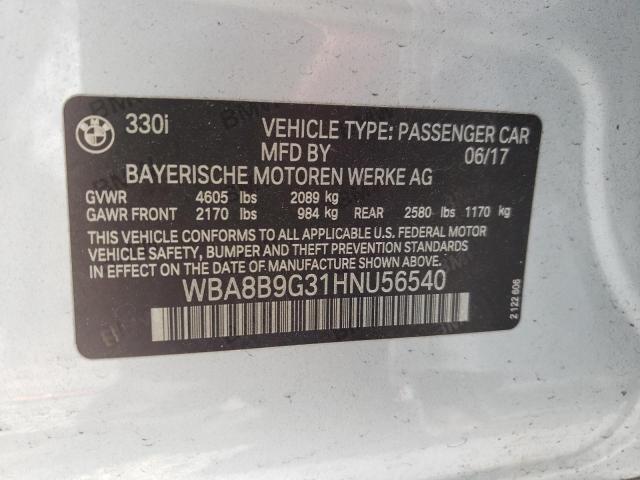 Photo 10 from auction – 2017 BMW 330 I with VIN WBA8B9G31HNU56540