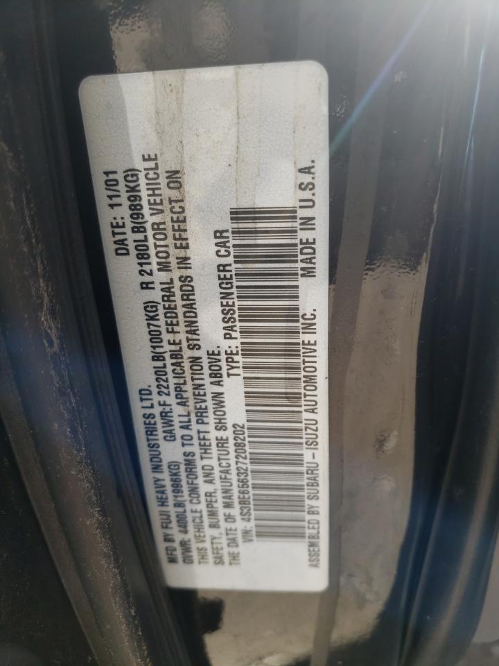 Photo 10 from auction – 2002 SUBARU LEGACY with VIN 4S3BE656327208202