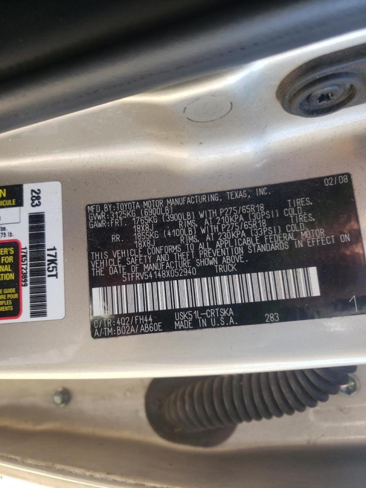 Photo 10 from auction – 2008 TOYOTA TUNDRA with VIN 5TFRV54148X052940