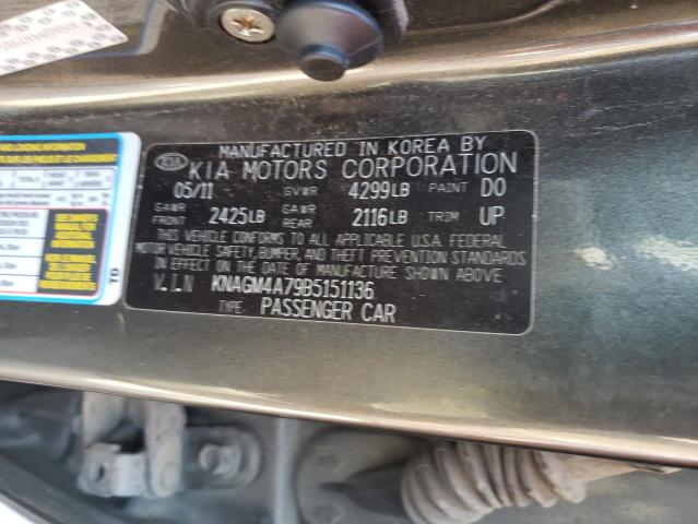 Photo 10 from auction – 2011 KIA OPTIMA LX with VIN KNAGM4A79B5151136