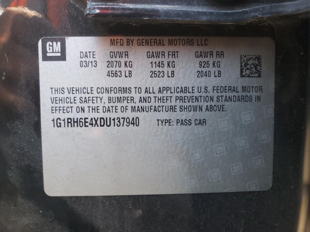 Photo 10 from auction – 2013 CHEVROLET VOLT with VIN 1G1RH6E4XDU137940