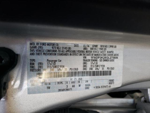 Фото 10 с аукциона – 2016 FORD FOCUS SE с VIN 1FADP3K28GL275806