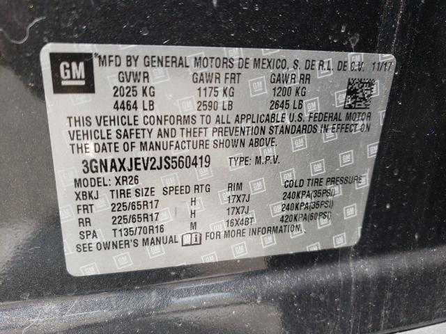 Photo 10 from auction – 2018 CHEVROLET EQUINOX LT with VIN 3GNAXJEV2JS560419