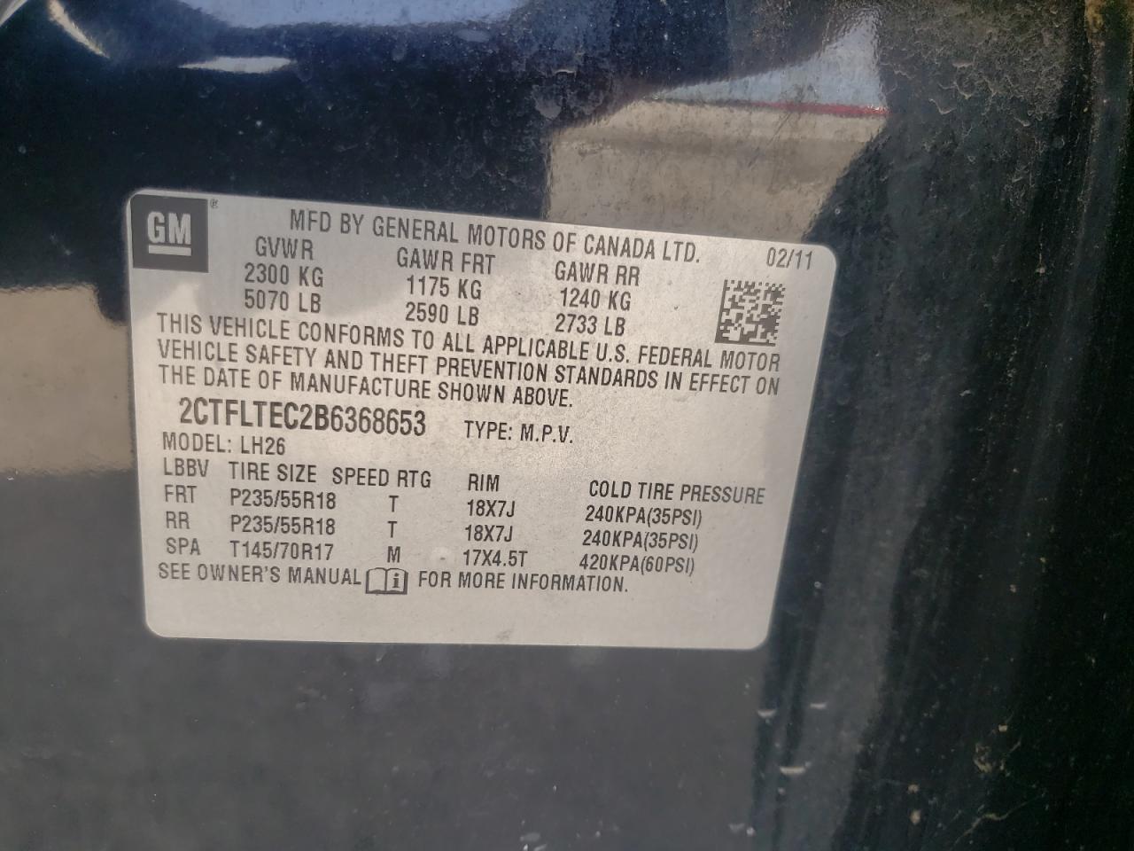 Photo 10 from auction – 2011 GMC TERRAIN SL with VIN 2CTFLTEC2B6368653