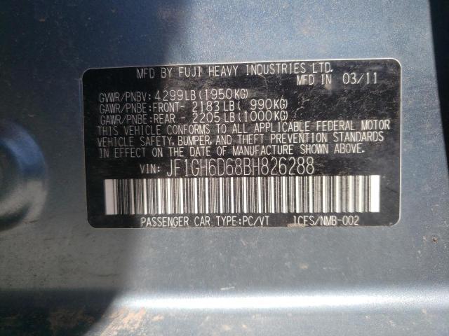 Photo 10 from auction – 2011 SUBARU IMPREZA OU with VIN JF1GH6D68BH826288