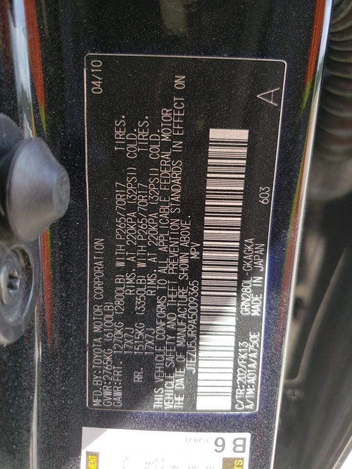 Photo 10 from auction – 2010 TOYOTA 4RUNNER SR with VIN JTEZU5JR9A5009365