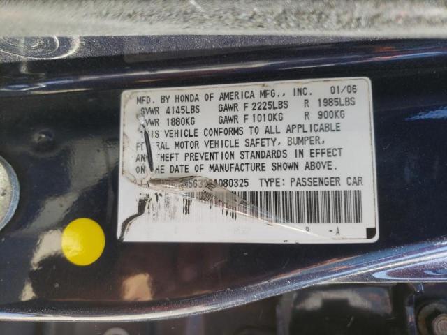 Photo 10 from auction – 2006 HONDA ACCORD SE with VIN 1HGCM56326A080325