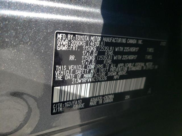 Photo 10 from auction – 2022 TOYOTA RAV4 with VIN 2T3W1RFV4NC176326