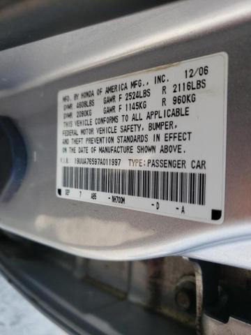 Photo 10 from auction – 2007 ACURA TL TYPE S with VIN 19UUA76597A011997