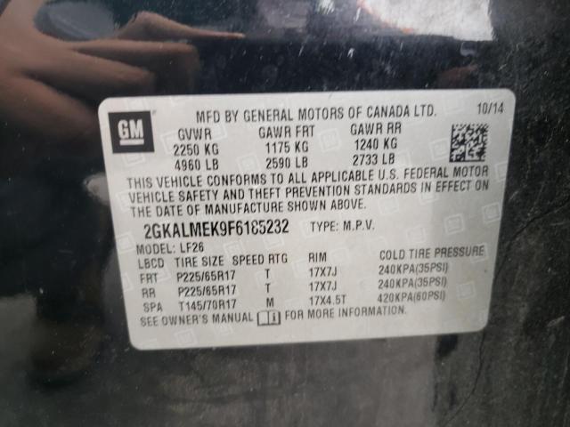 Photo 10 from auction – 2015 GMC TERRAIN SL with VIN 2GKALMEK9F6185232