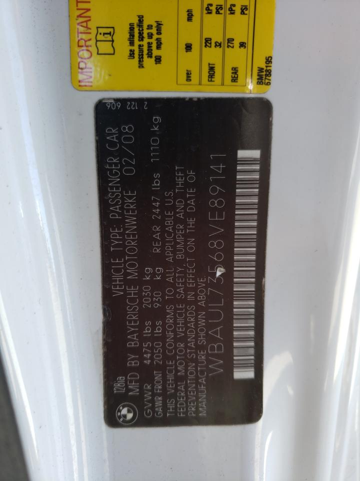 Photo 10 from auction – 2008 BMW 128 I with VIN WBAUL73568VE89141
