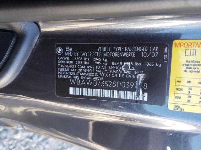 Photo 10 from auction – 2008 BMW 335 I with VIN WBAWB73528P039788