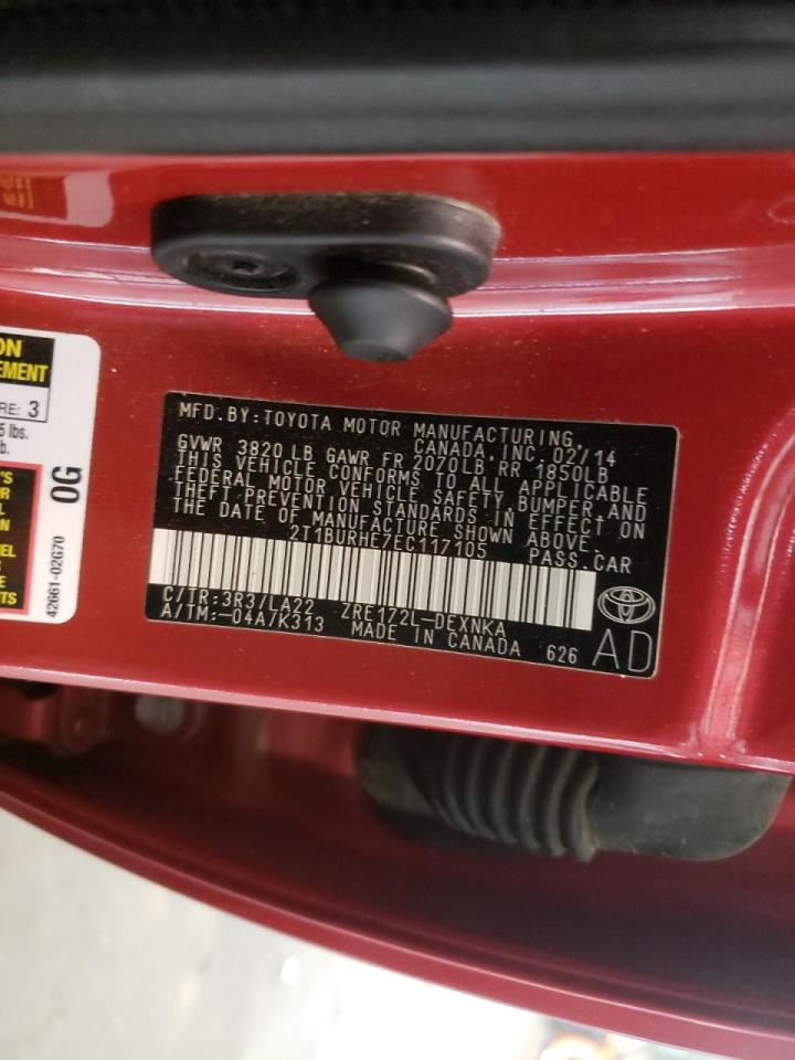 Photo 10 from auction – 2014 TOYOTA COROLLA L with VIN 2T1BURHE7EC117105