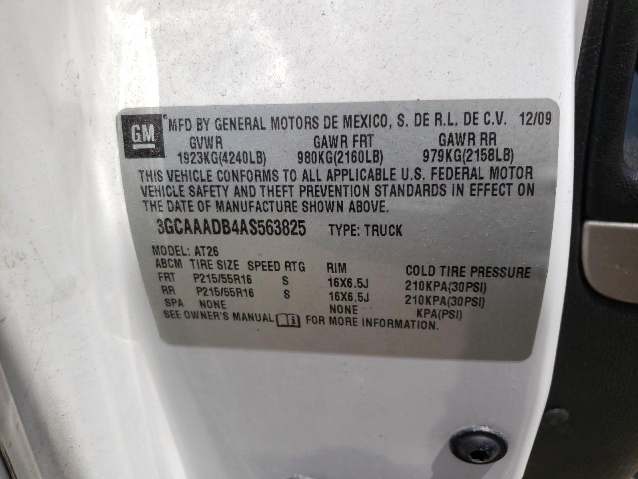 Photo 10 from auction – 2010 CHEVROLET HHR PANEL with VIN 3GCAAADB4AS563825