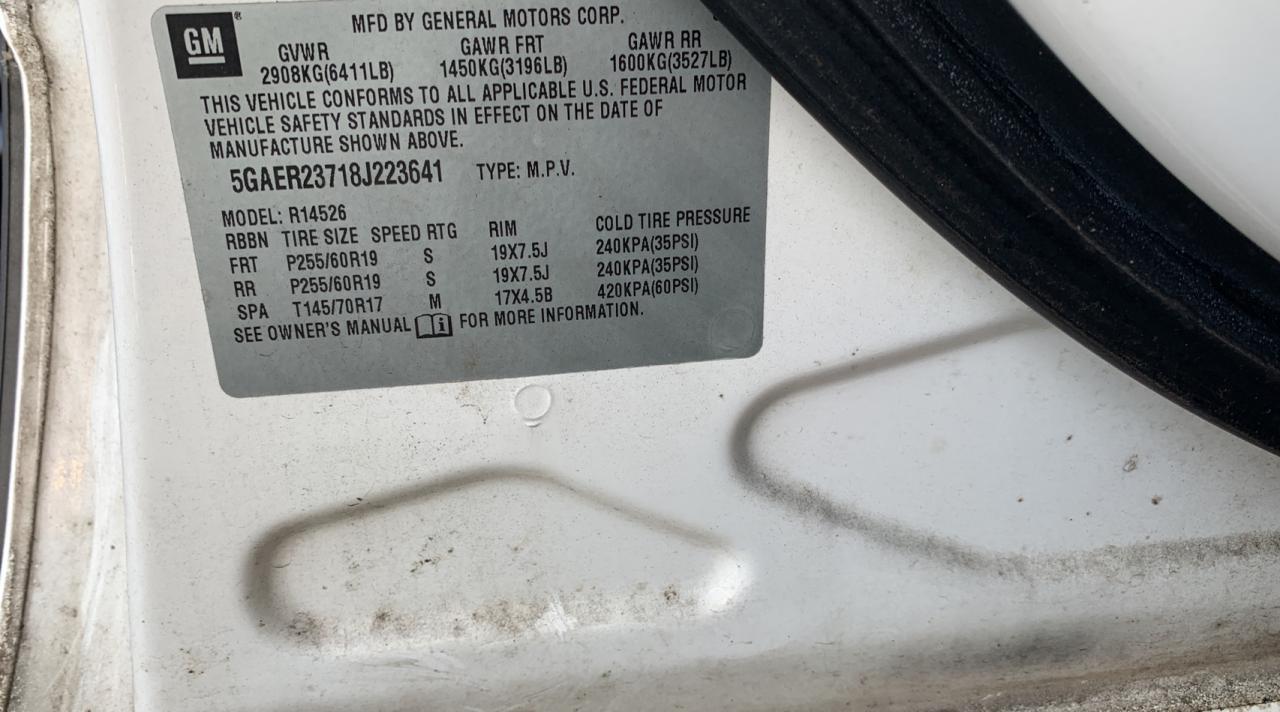 Photo 10 from auction – 2008 BUICK ENCLAVE CX with VIN 5GAER23718J223641