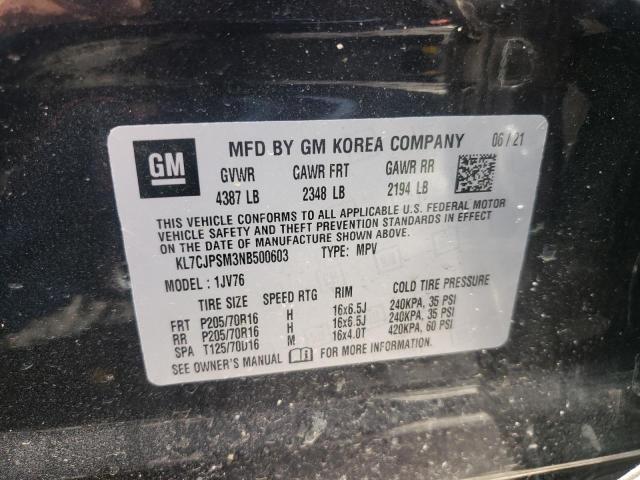 Photo 10 from auction – 2022 CHEVROLET TRAX 1LT with VIN KL7CJPSM3NB500603
