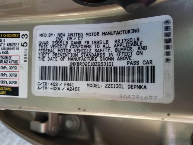 Photo 10 from auction – 2008 TOYOTA COROLLA CE with VIN 1NXBR32E18Z953101