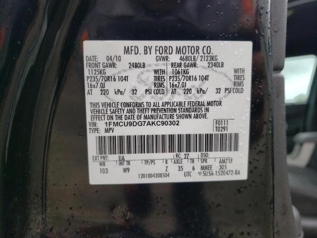 Photo 10 from auction – 2010 FORD ESCAPE XLT with VIN 1FMCU9DG7AKC90302