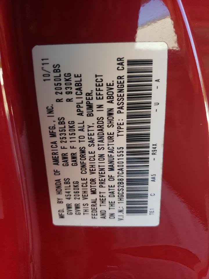 Photo 10 from auction – 2012 HONDA ACCORD EXL with VIN 1HGCS2B87CA001555