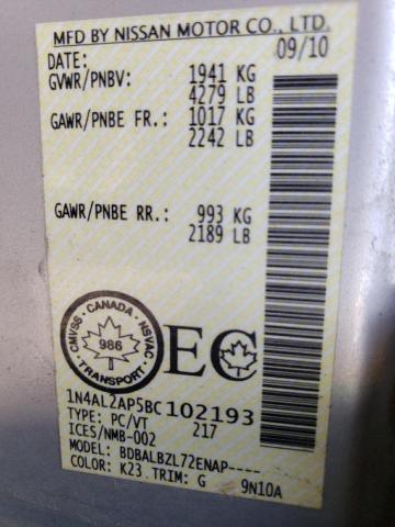 Photo 10 from auction – 2011 NISSAN ALTIMA BAS with VIN 1N4AL2AP5BC102193