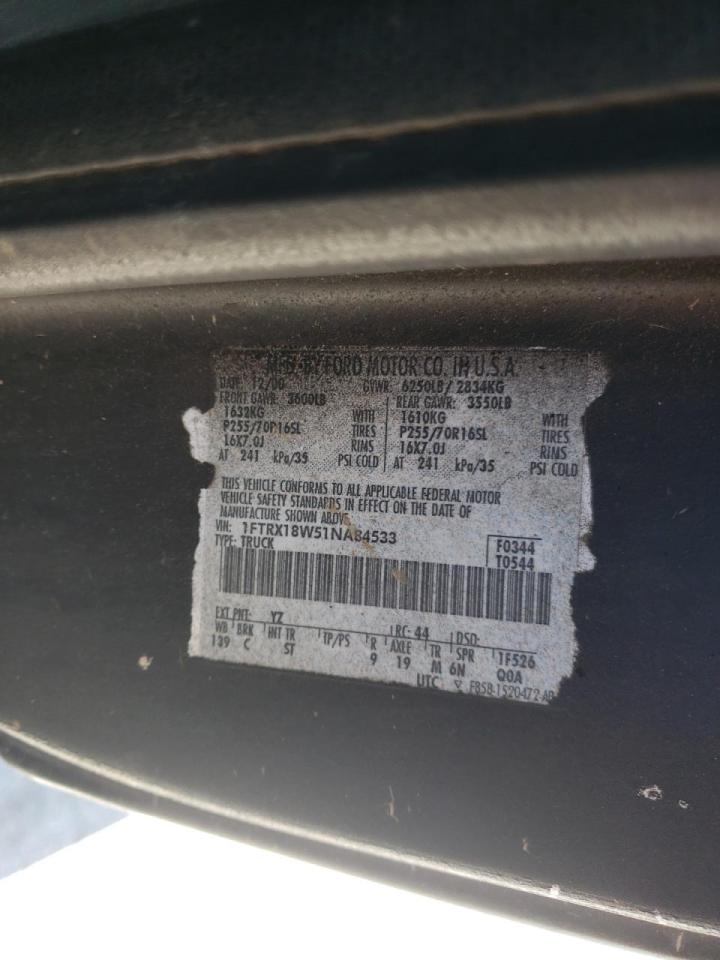 Photo 10 from auction – 2001 FORD F150 with VIN 1FTRX18W51NA84533