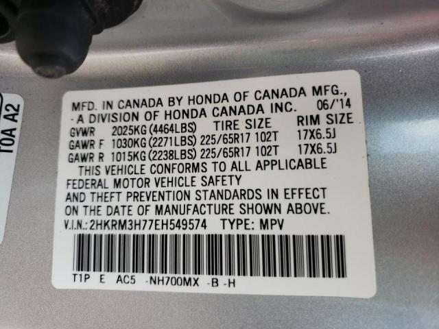Photo 10 from auction – 2014 HONDA CR-V EXL with VIN 2HKRM3H77EH549574