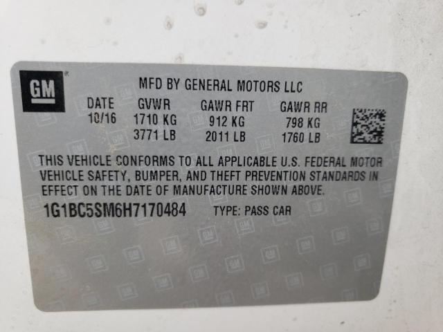 Photo 10 from auction – 2017 CHEVROLET CRUZE LS with VIN 1G1BC5SM6H7170484