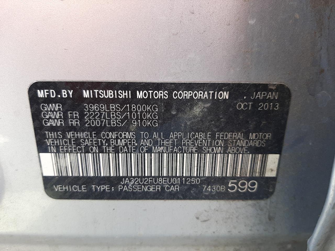 Photo 10 from auction – 2014 MITSUBISHI LANCER ES/ with VIN JA32U2FU8EU011250
