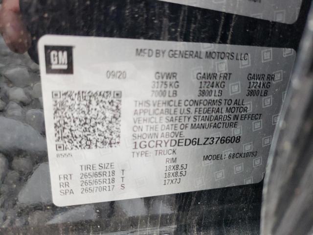 Photo 10 from auction – 2020 CHEVROLET SILVERADO with VIN 1GCRYDED6LZ376608