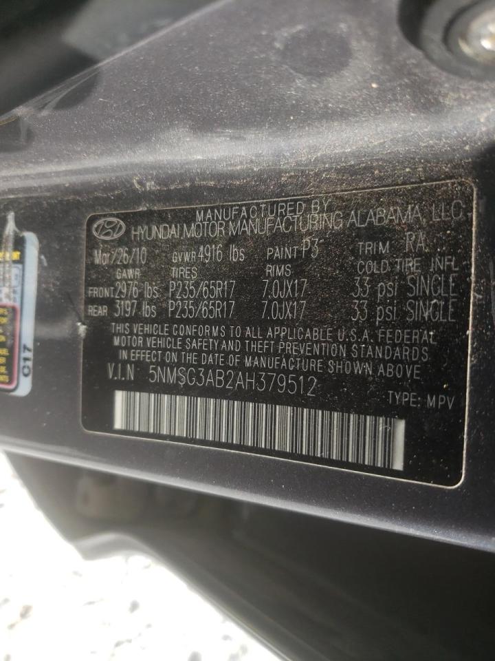 Photo 10 from auction – 2010 HYUNDAI SANTA FE G with VIN 5NMSG3AB2AH379512