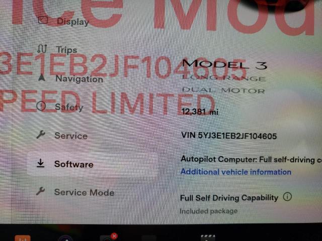 Photo 8 from auction – 2018 TESLA MODEL 3 with VIN 5YJ3E1EB2JF104605