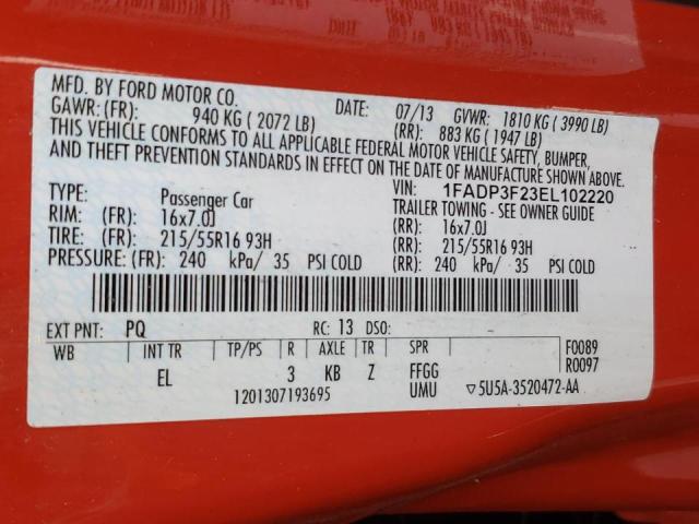Photo 10 from auction – 2014 FORD FOCUS SE with VIN 1FADP3F23EL102220