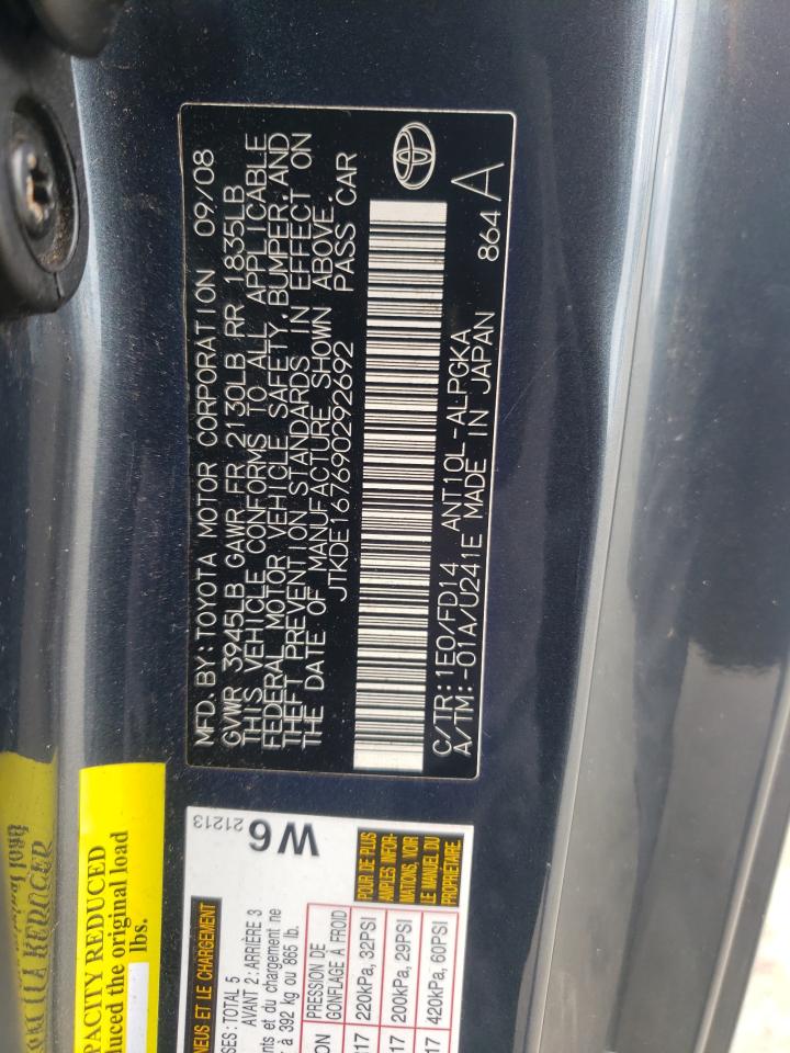 Photo 10 from auction – 2009 TOYOTA SCION TC with VIN JTKDE167690292692