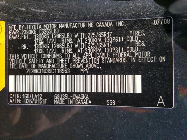 Photo 10 from auction – 2009 LEXUS RX 350 with VIN 2T2HK31U39C118963