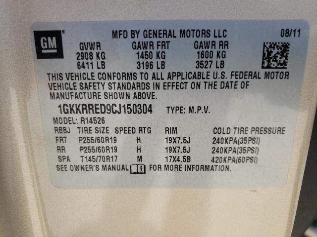 Photo 10 from auction – 2012 GMC ACADIA SLT with VIN 1GKKRRED9CJ150304
