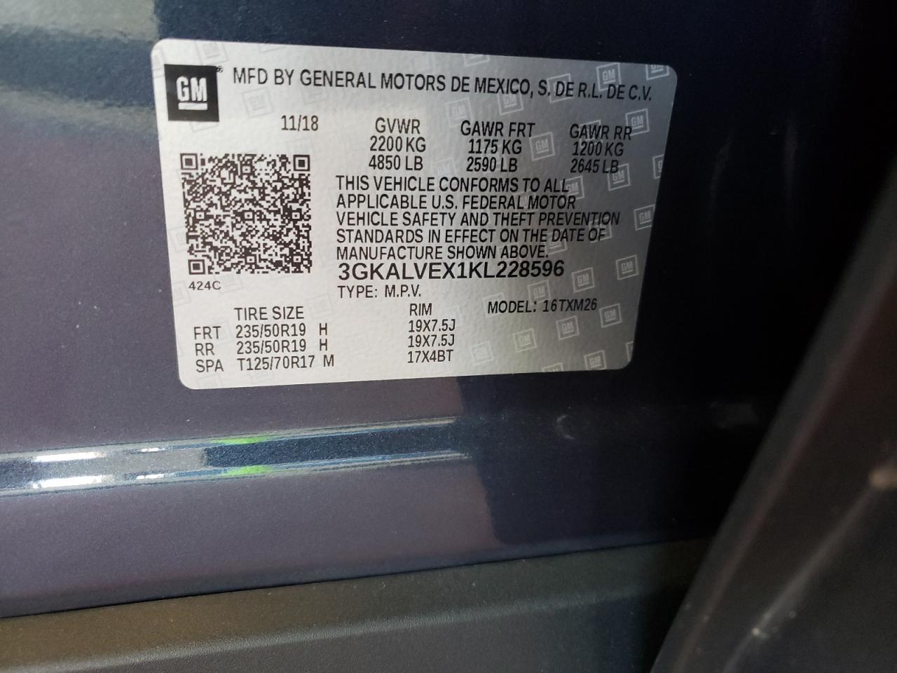 Photo 10 from auction – 2019 GMC TERRAIN SL with VIN 3GKALVEX1KL228596