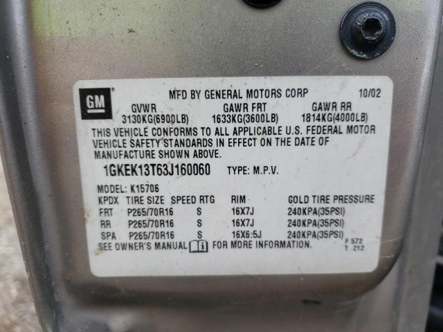 Photo 10 from auction – 2003 GMC YUKON with VIN 1GKEK13T63J160060