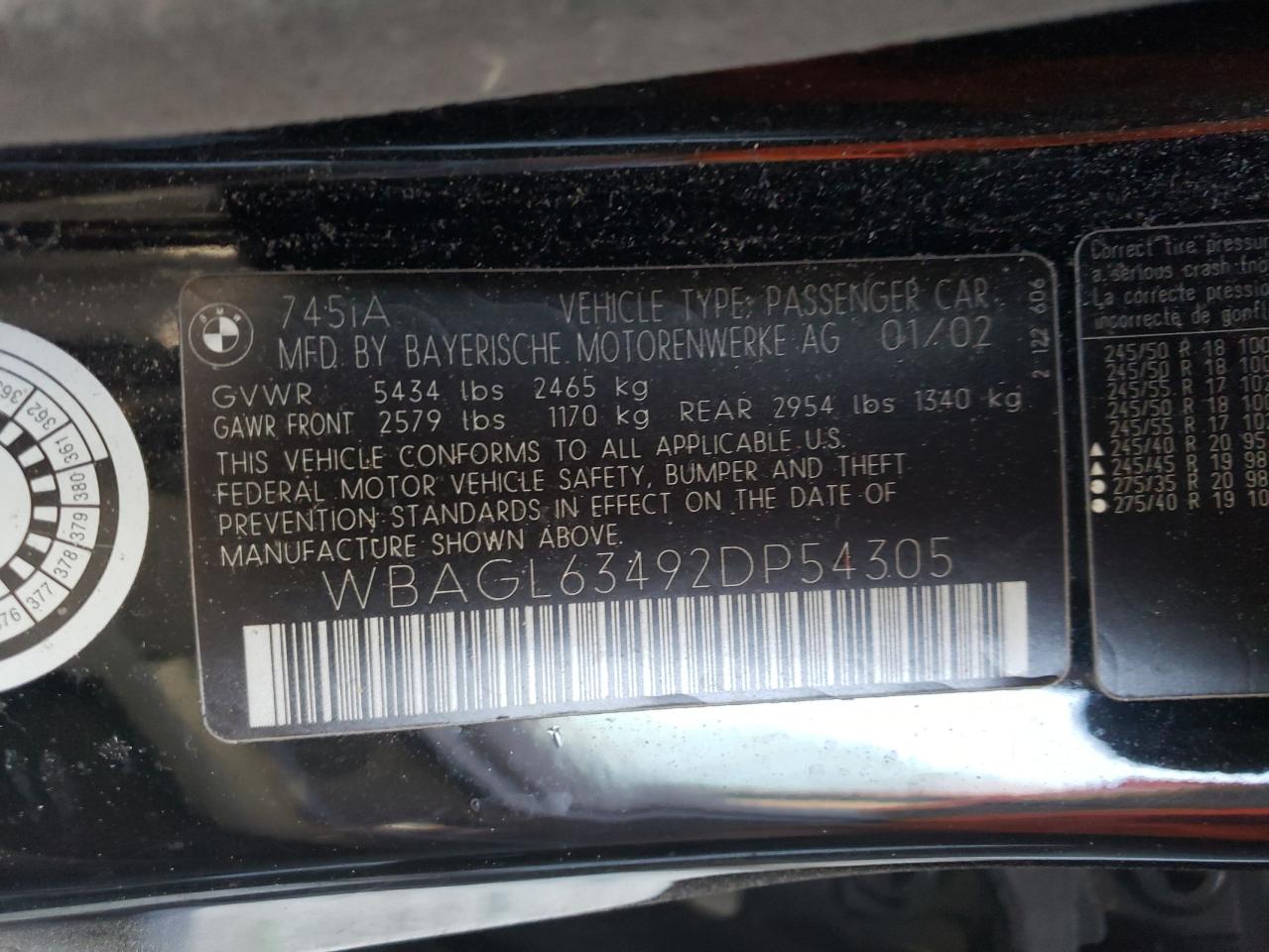 Photo 10 from auction – 2002 BMW 745 I with VIN WBAGL63492DP54305