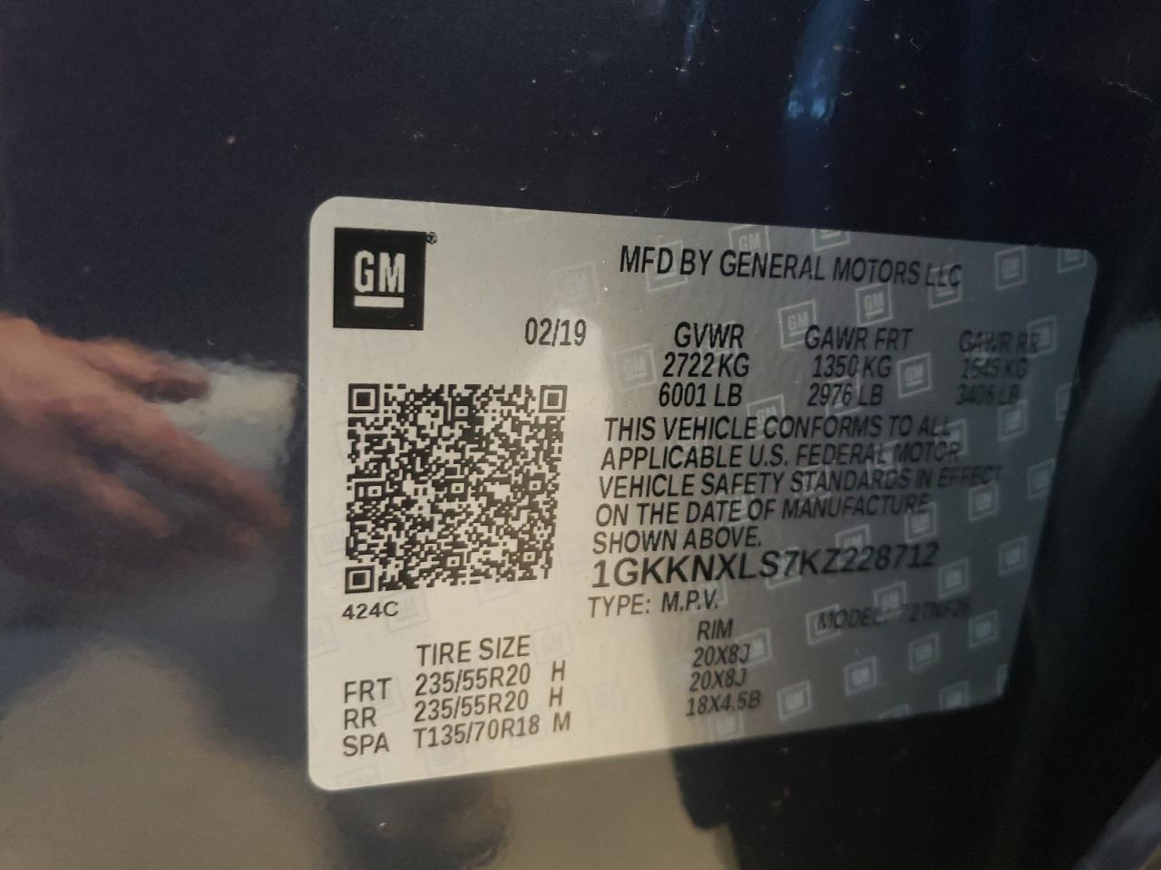 Photo 10 from auction – 2019 GMC ACADIA DEN with VIN 1GKKNXLS7KZ228712
