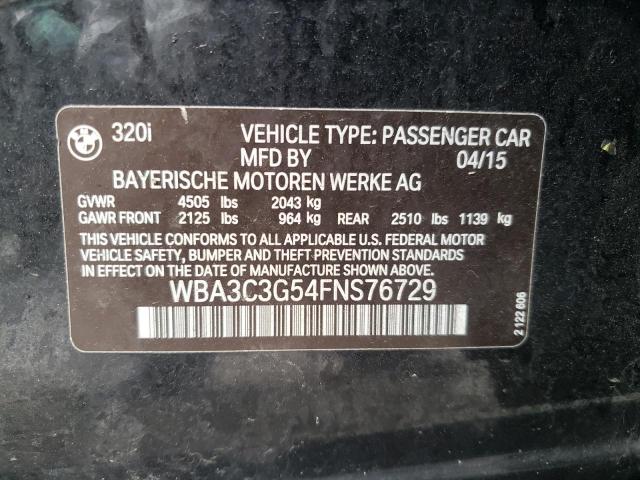 Photo 10 from auction – 2015 BMW 320 I XDRI with VIN WBA3C3G54FNS76729