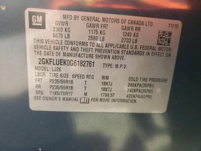 Photo 10 from auction – 2016 GMC TERRAIN SL with VIN 2GKFLUEK0G6182761
