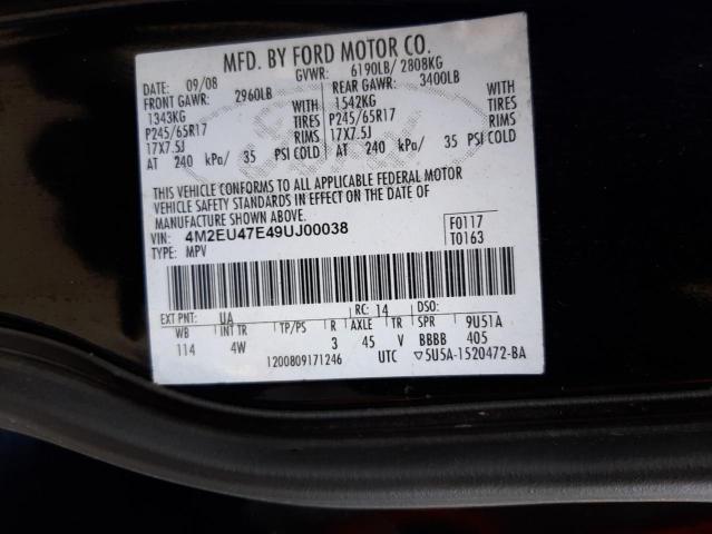 Photo 10 from auction – 2009 MERCURY MOUNTAINEE with VIN 4M2EU47E49UJ00038