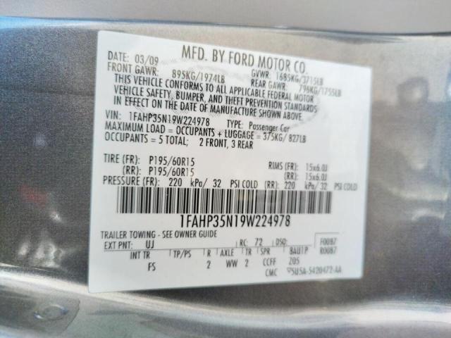 Photo 10 from auction – 2009 FORD FOCUS SE with VIN 1FAHP35N19W224978