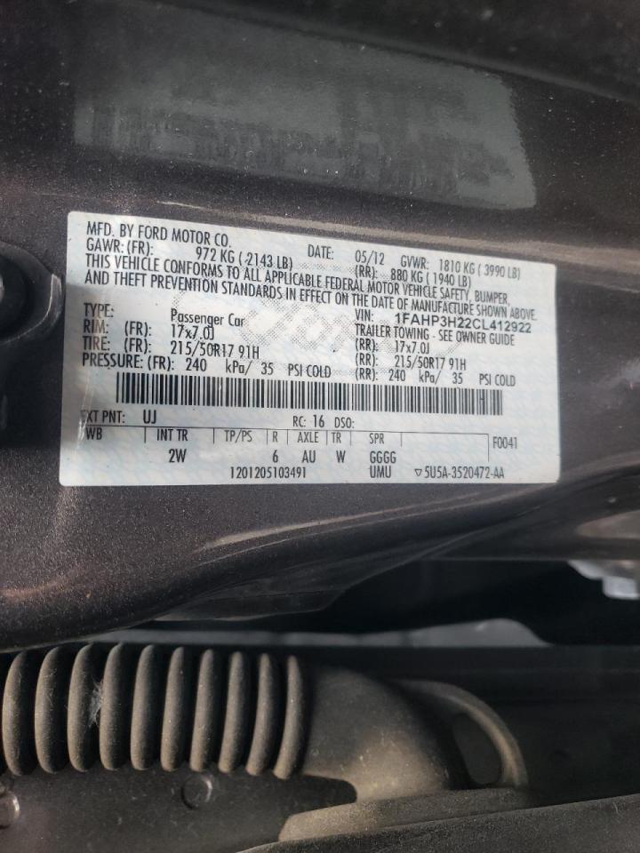 Photo 10 from auction – 2012 FORD FOCUS SEL with VIN 1FAHP3H22CL412922
